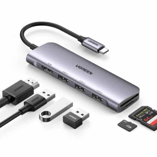 Ugreen 6-in-1 4K HDMI USB C Hub - Space Gray CM195 70410