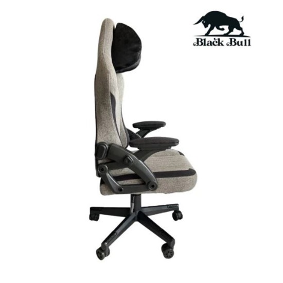 Gaming Chair With Molded Headrest Up & Down - Fabric, Gray /Black by Black Bull