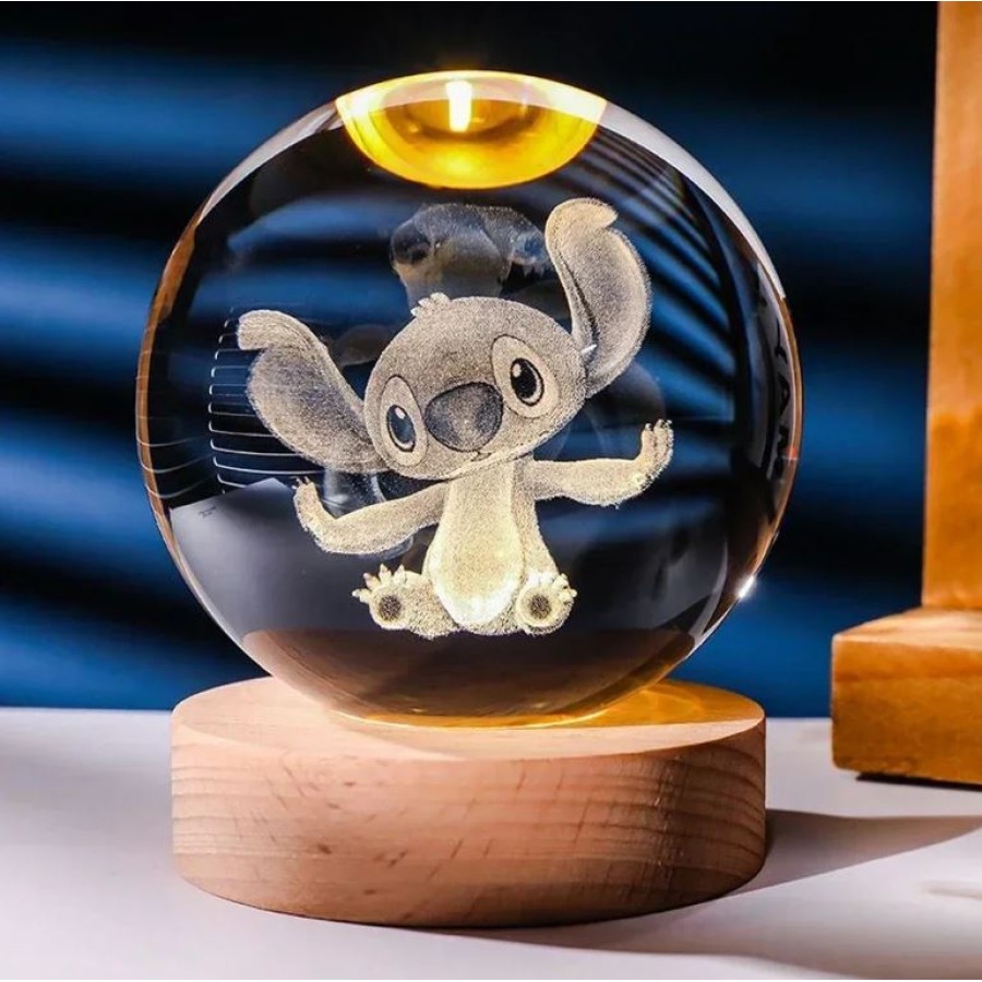 3D Stitch Glass Ball Night Lamp - Model A