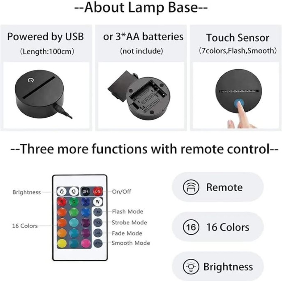 Stitch Night Light 16 Colors Lamp with Remote