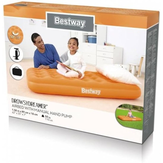 Bestway 62 x 35 x 7/1.58m x 89cm x 18cm drowsydreamer airbed with manual hand pump