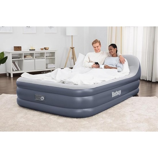 Bestway 89" X 60" X 33"/2.26M X 1.52M X 84cm Tritech Airbed Queen Sleekflow Headboard Built-In Ac Pump