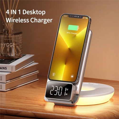 Mcdodo CH-1610 4 in 1 Desktop Wireless Charger with Alarm & Night Lamp