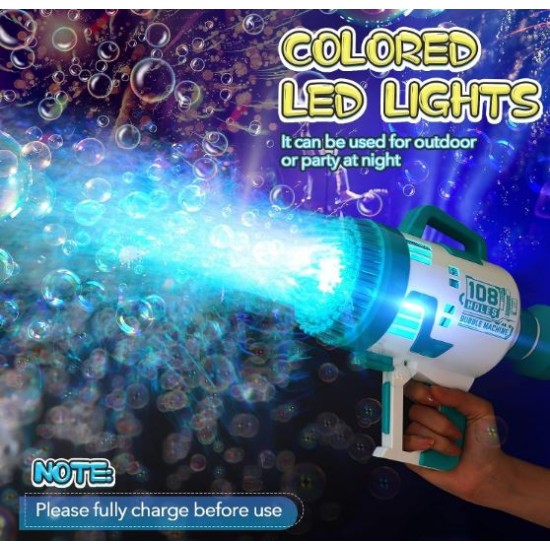 108 Hole Automatic Bubble Gun With Colorful Light