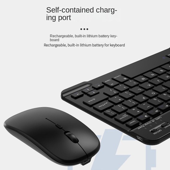 Wireless Keyboard and Mouse Combo 10-inch Rechargeable