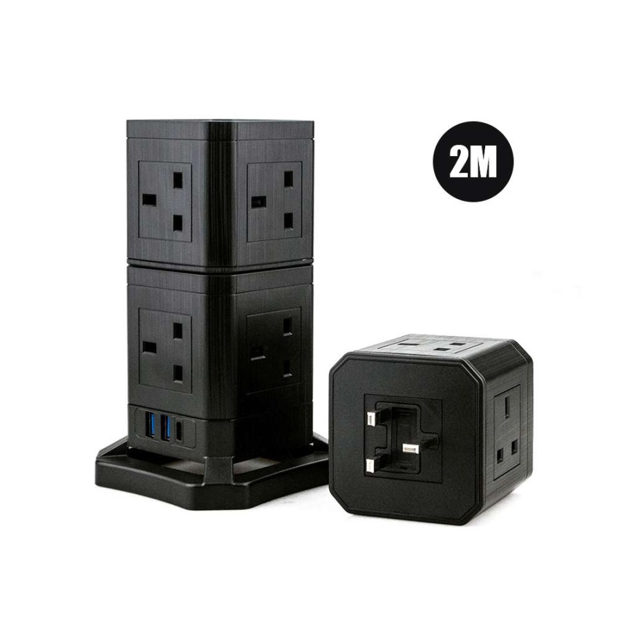 Cube Extension 3-layer stackable socket with 30W type C port - 2m