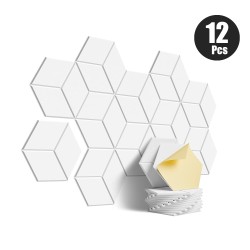 12pcs Hexagon Self-Adhesive Acoustic Panels - White 30cm 12pcs Hexagon Self-Adhesive Acoustic Panels - White 30cm