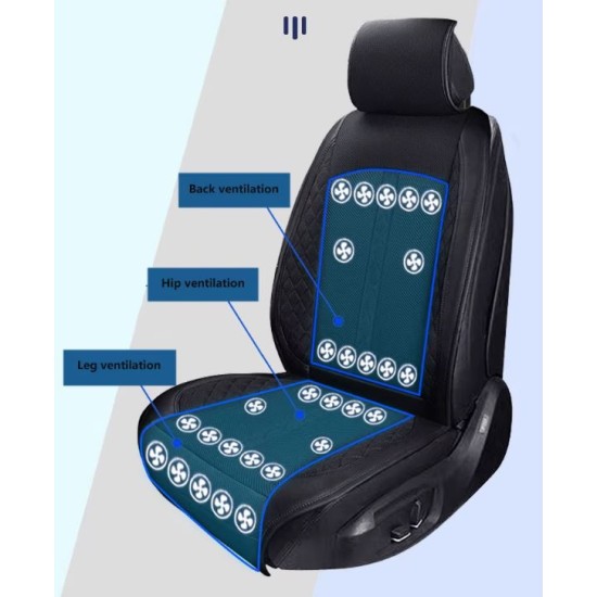 DC12V Car Summer Cool Air Seat Cushion with Fan Fast Blowing Ventilation Car - Beige