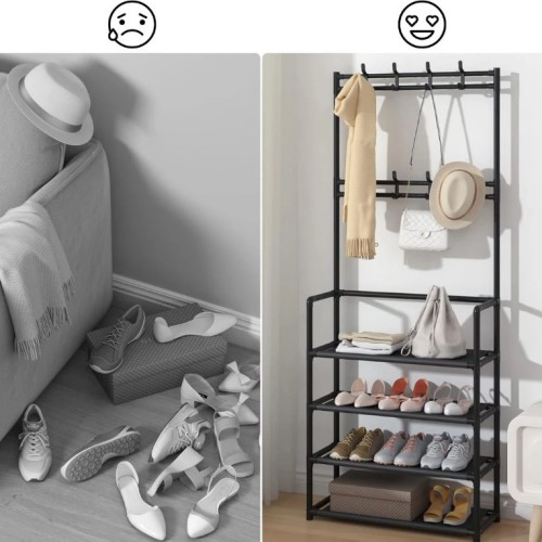 5-Tier Shoe Coat Railing Rack 78x145cm (Home Rack)