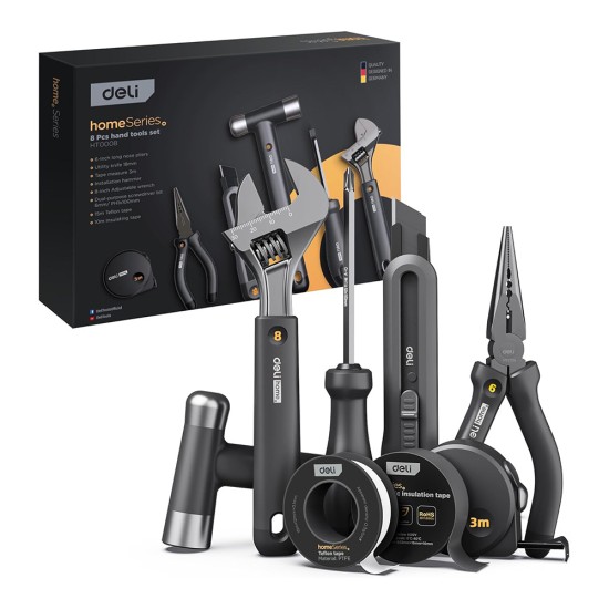 Deli HT0008 Household Hand Tool Set 8-piece