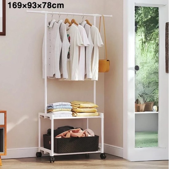 Clothes Hanger with 2 Tier Fabric Storage Shelves (Home Rack)