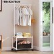 Clothes Hanger with 2 Tier Fabric Storage Shelves (Home Rack)