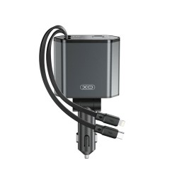 XO CC62 Smart 4-in-1 Retractable Car Charger - Compact & Multi-Device Compatible XO CC62 Smart 4-in-1 Retractable Car Charger - Compact & Multi-Device Compatible