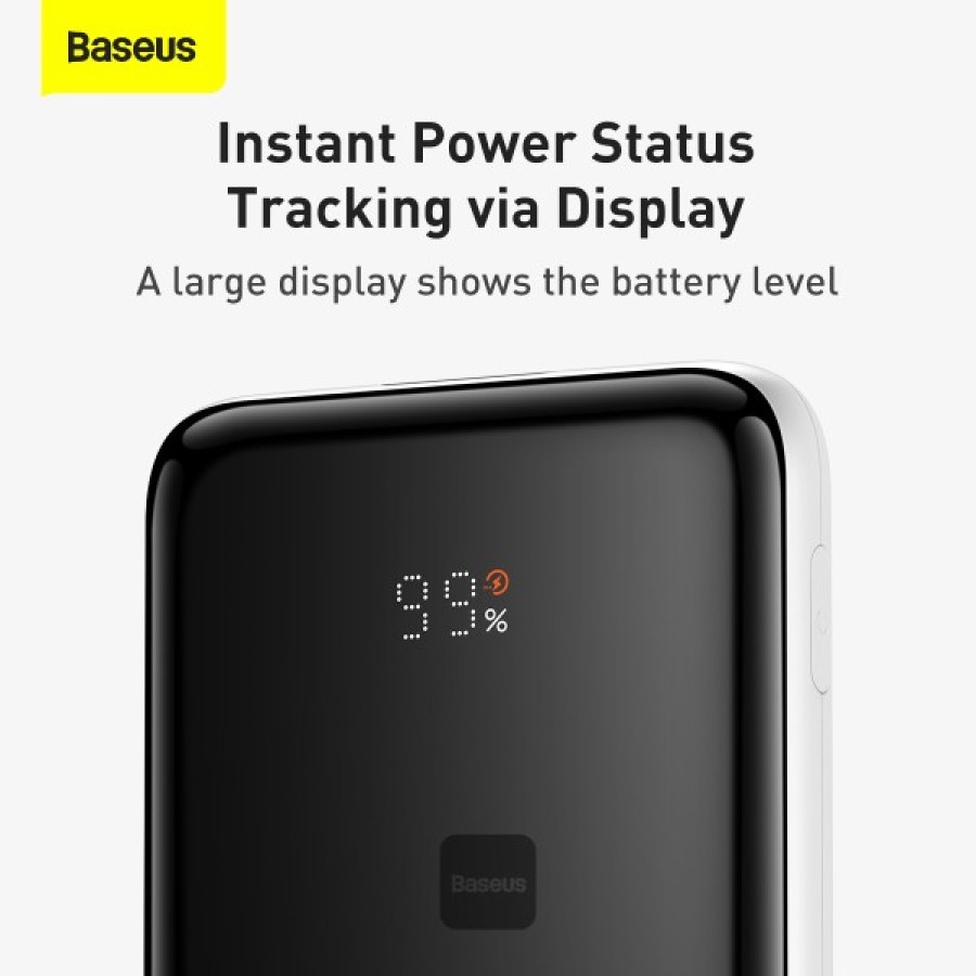 Baseus 10000mAh Fast Charge Power Bank with Built-in Type C & Lightning Cable 22.5W