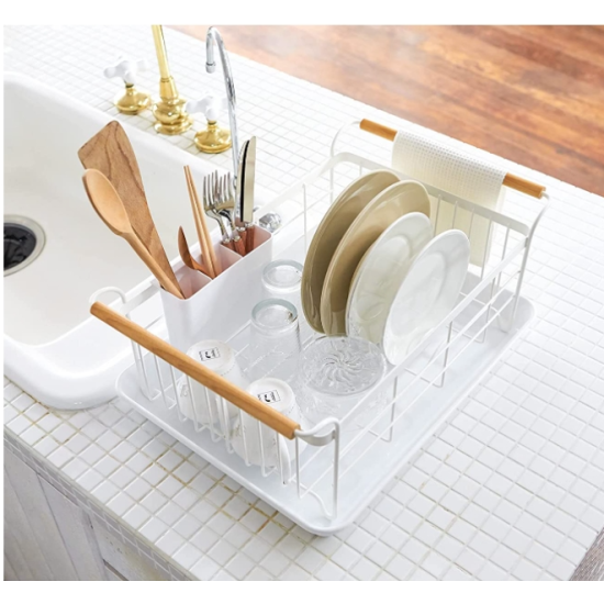 MIRALUX, White Sink Dish Drainer Rack, Kitchen Drying Organizer Holder, One Size, Steel