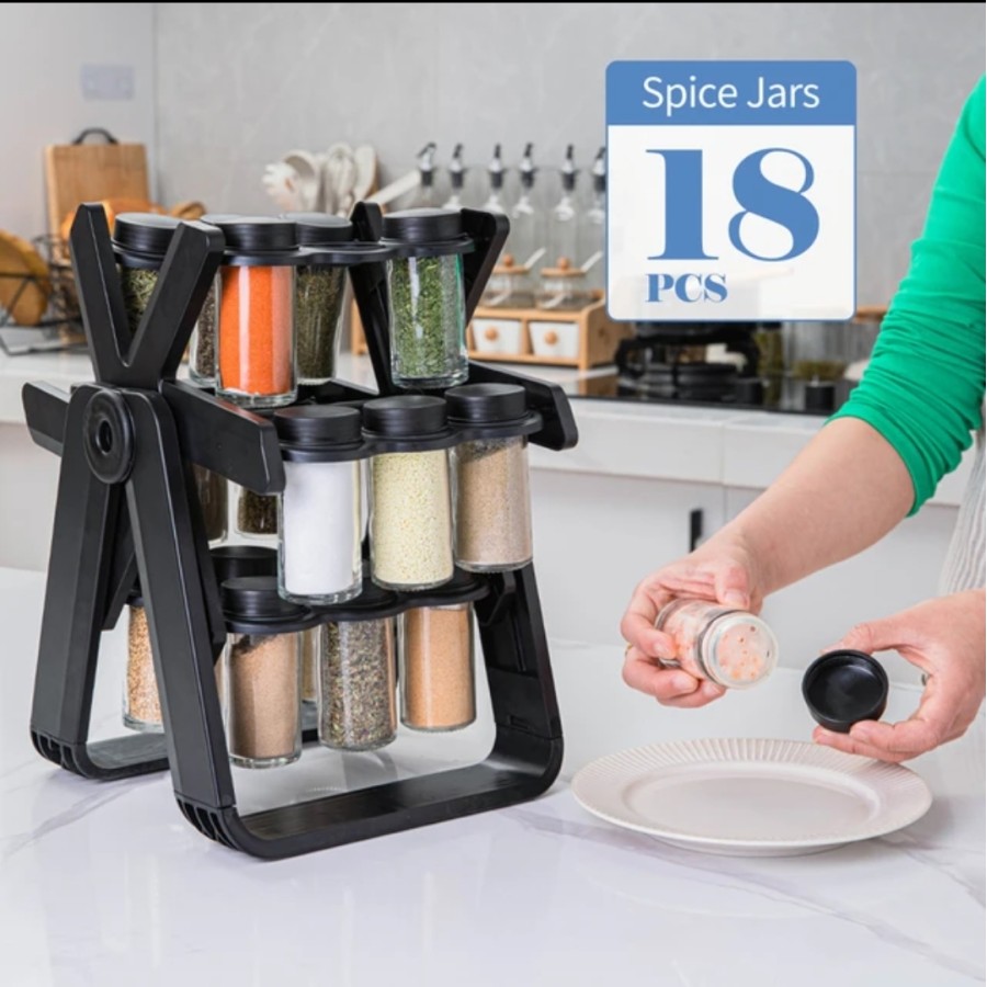 360° Rotating Ferris Wheel Spice Rack with 18 Spice Jars