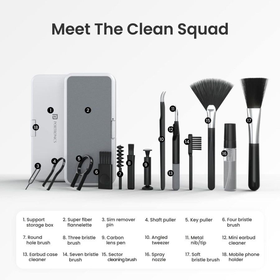 18 in 1 Smart Gadget Cleaning Kit for Smartphones, Tablets, Laptops, Earbuds