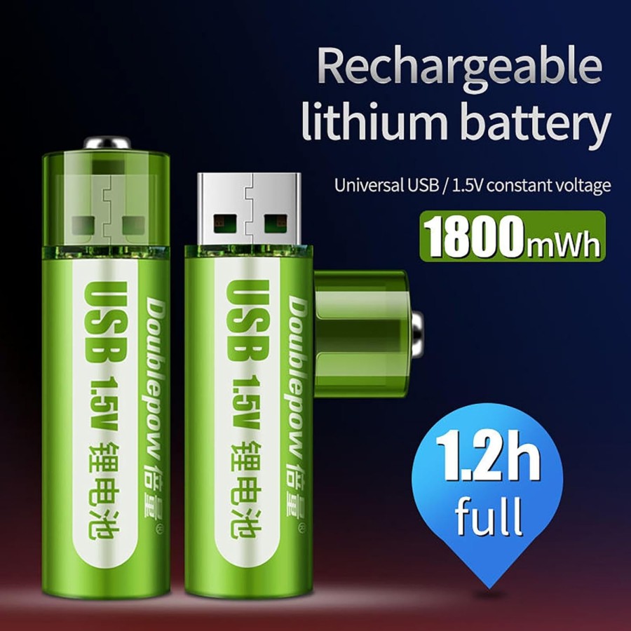 AA USB Rechargeable Battery 1.5V 1800mAh (Single pcs)