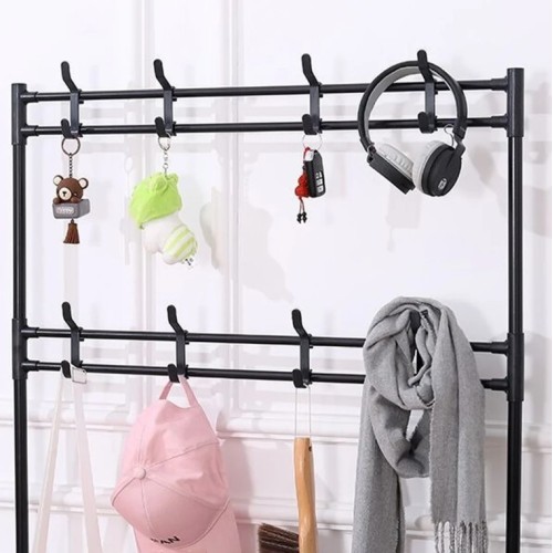 Metal Clothes Hanger with Built-In Fabric Storage Box (Home Rack)