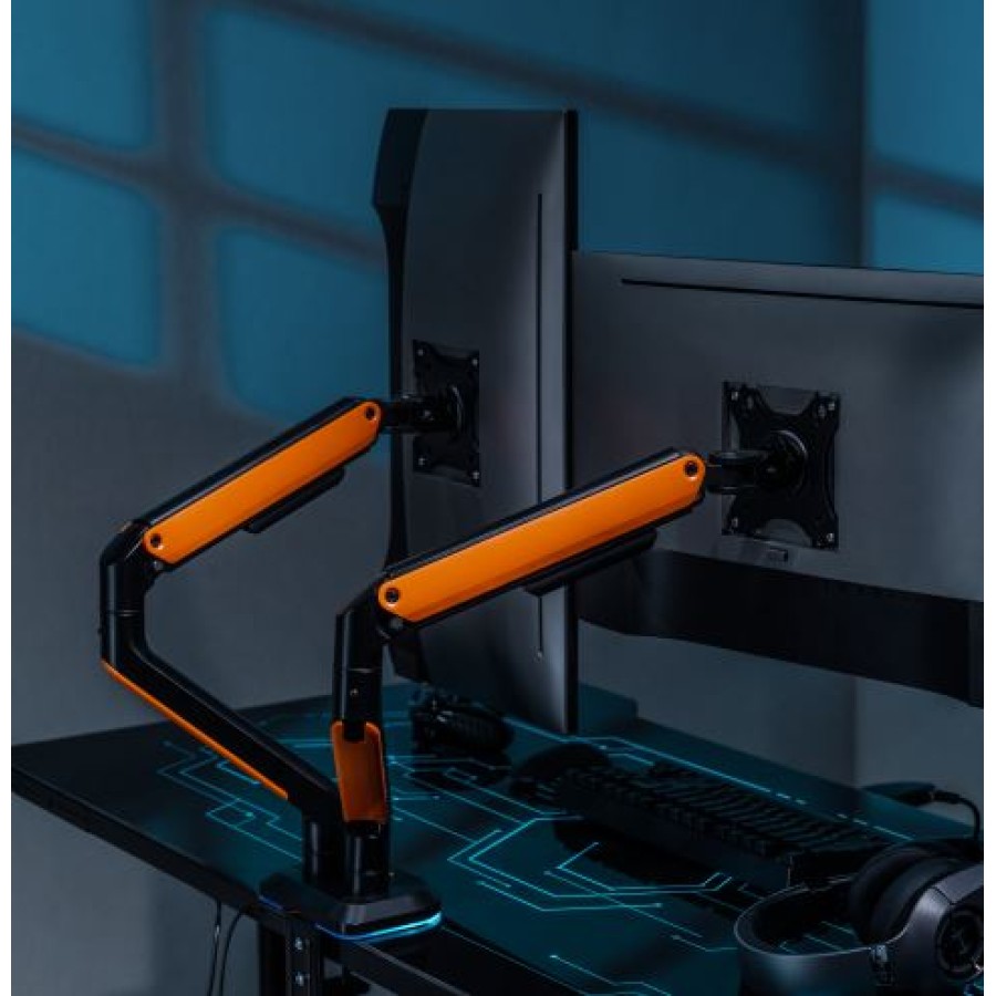 Sades Apep SA-MS02 RGB Dual Monitor Mount Arm (Max Screen size 32"/9KG Per ARM) - Orange