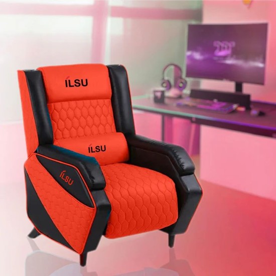 ILSU Adjustable Gaming Sofa with Lower Back Cushion - Black and Red