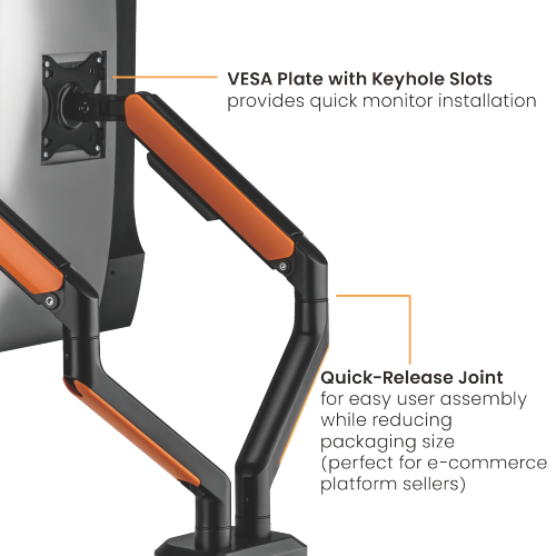 Sades Apep SA-MS02 RGB Dual Monitor Mount Arm (Max Screen size 32"/9KG Per ARM) - Orange