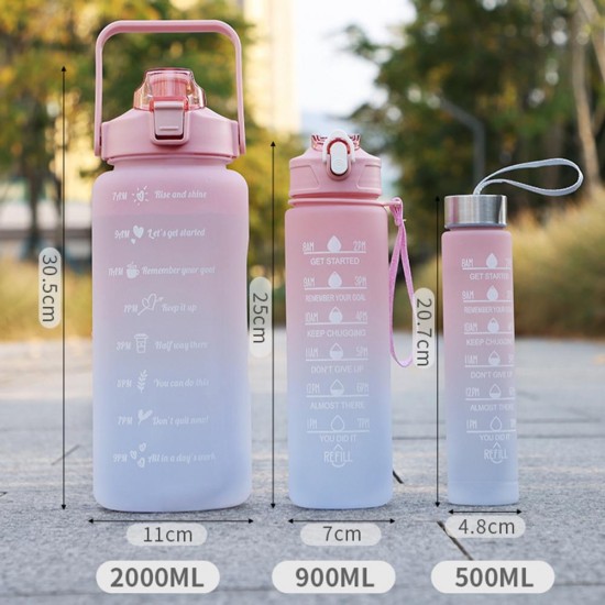 3Pcs Gradient Design Scale Sports Water Bottle