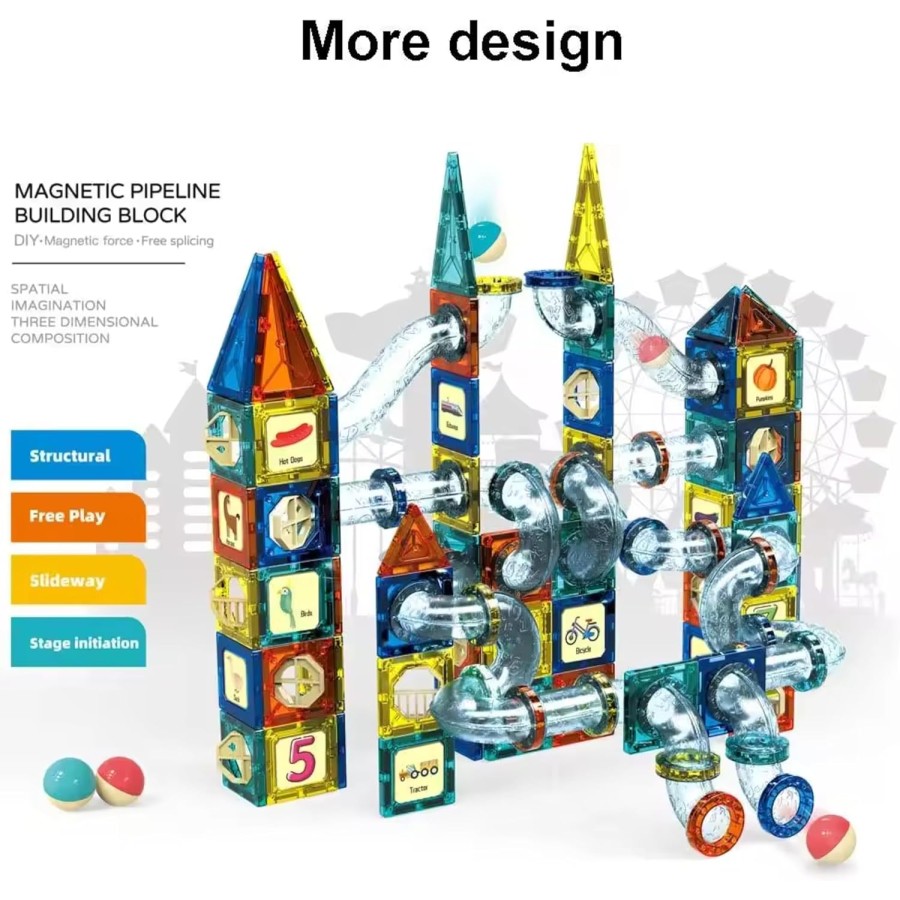 209Pcs Magna tiles pipeline Kids Toy Set Magnetic 3D Building Blocks 209Pcs Magna tiles pipeline Kids Toy Set Magnetic 3D Building Blocks