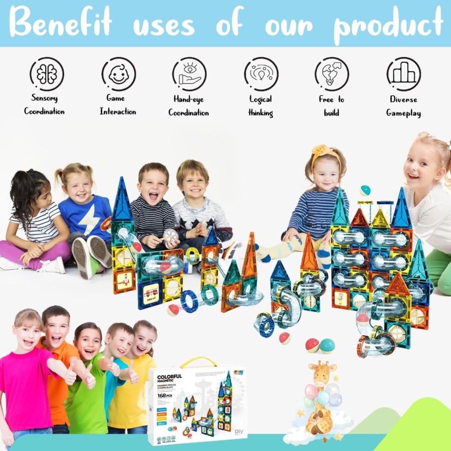209Pcs Magna tiles pipeline Kids Toy Set Magnetic 3D Building Blocks 209Pcs Magna tiles pipeline Kids Toy Set Magnetic 3D Building Blocks