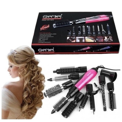 GEMEI 10 IN 1 Professional DC Motor Hair Dryer Hair Styler