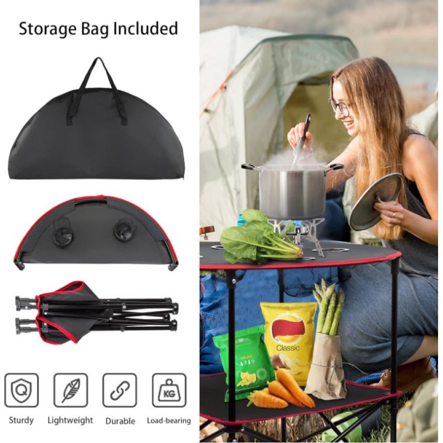 Canvas Folding Camping Table for Trips with 4 Cup Holders