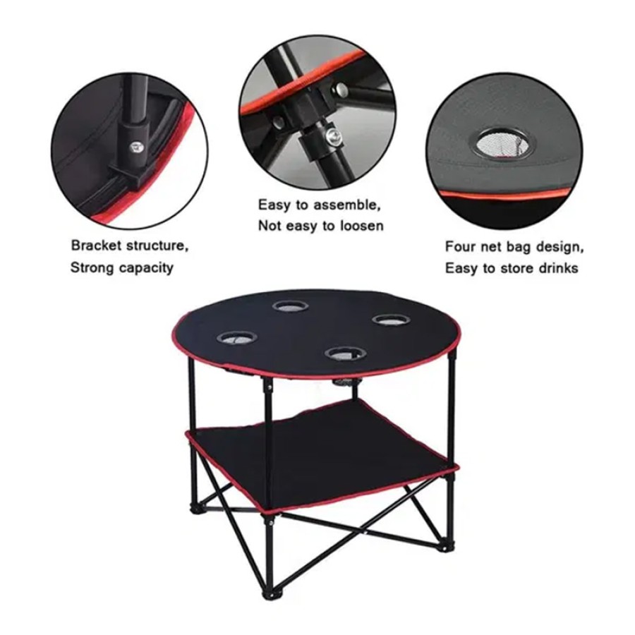 Canvas Folding Camping Table for Trips with 4 Cup Holders