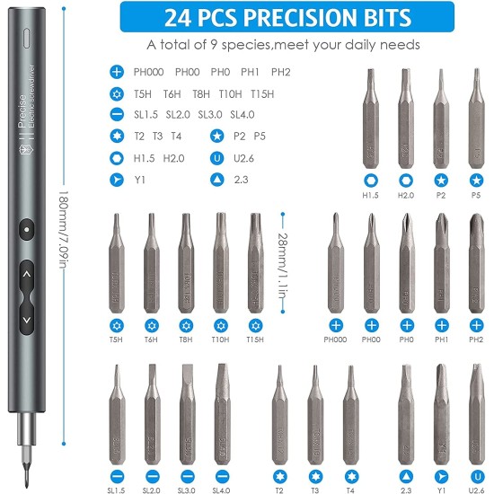 28 In 1 Electric Screwdriver Set USB Cable Charging