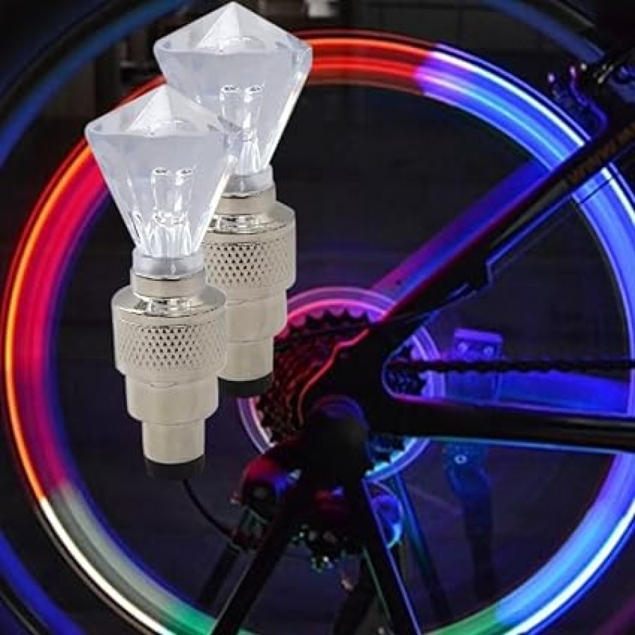 2Pcs Diamond Shape Car Motorcycle Tire Tire Valve Caps Decorative LED Light
