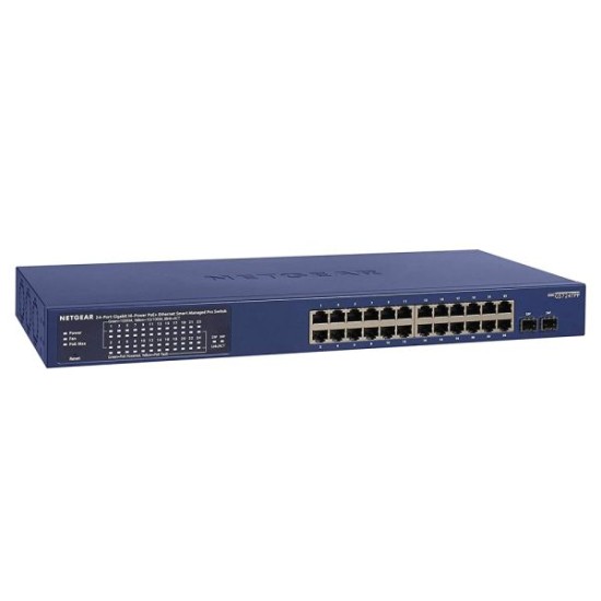 Netgear 24-Port Gigabit Ethernet PoE+ Smart Switch Optional Remote / Cloud Management - Blue