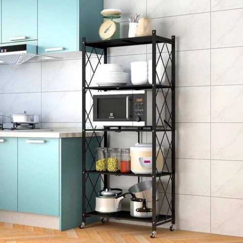 5 Tier Foldable Storage Shelf - Black