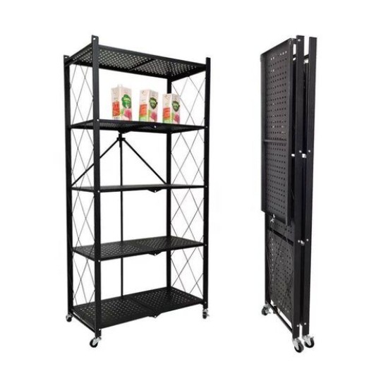 5 Tier Foldable Storage Shelf - Black