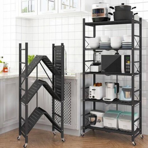 5 Tier Foldable Storage Shelf - Black