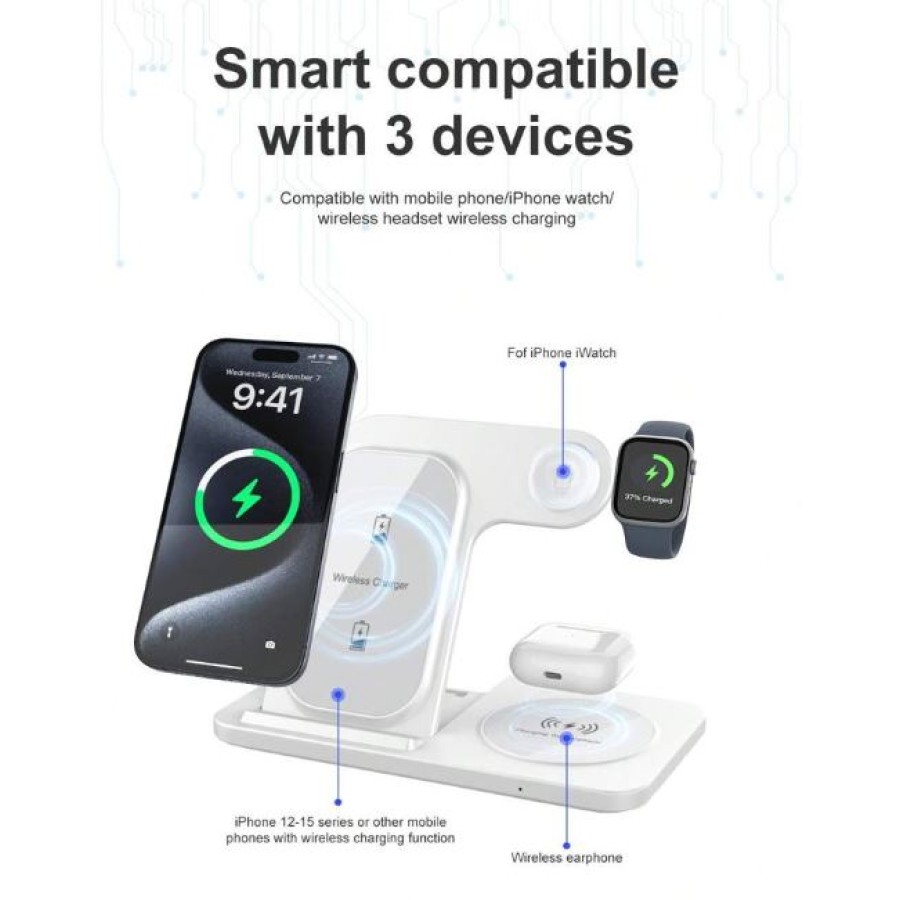 3 in 1 Wireless Charger, Magnetic Foldable Charging Station