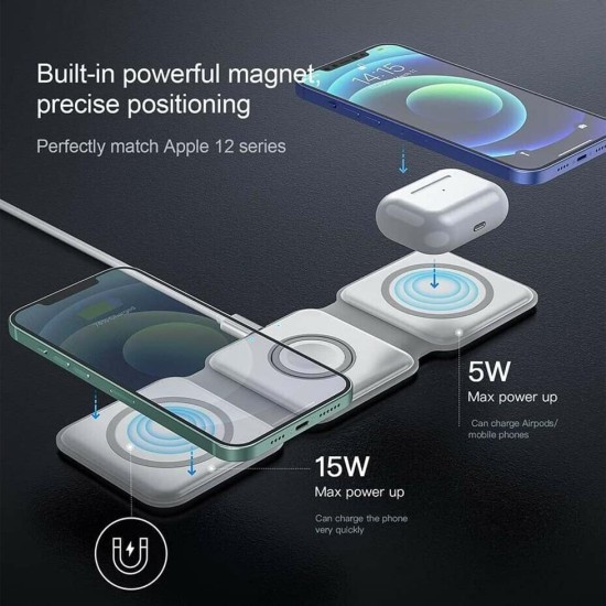 3 in 1 Wireless Charger, Magnetic Foldable Charging Station