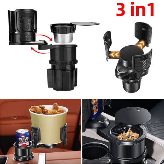 3 in 1 Car Cup Holder Expander with Adjustable Base