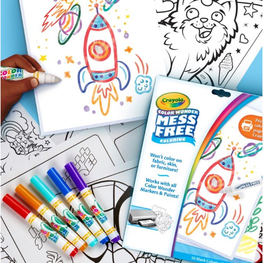 Crayola Color Wonder Mess free Coloring, Blank Coloring 30 Pages - White