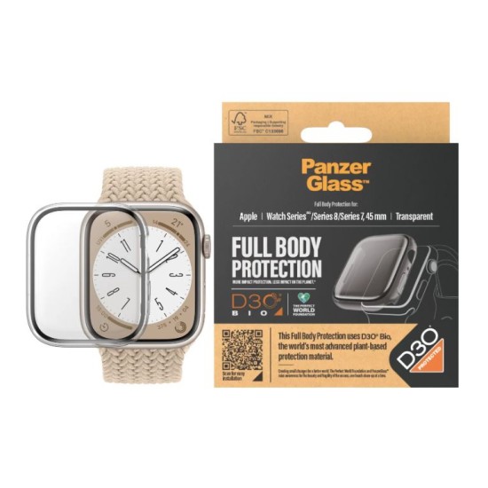 PanzerGlass Watch Full Body Series 9/8/7, 45mm Clear with D3O