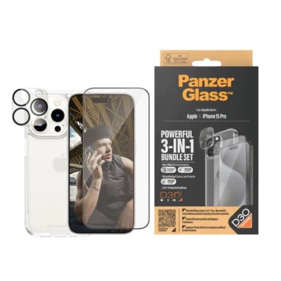 PanzerGlass 3 in 1 iPhone 15 Pro (6.1") 360 Bundle With D30