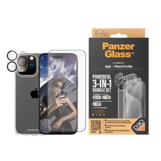 PanzerGlass 3 in 1 iPhone 15 Pro Max (6.7") 360 Bundle With D30