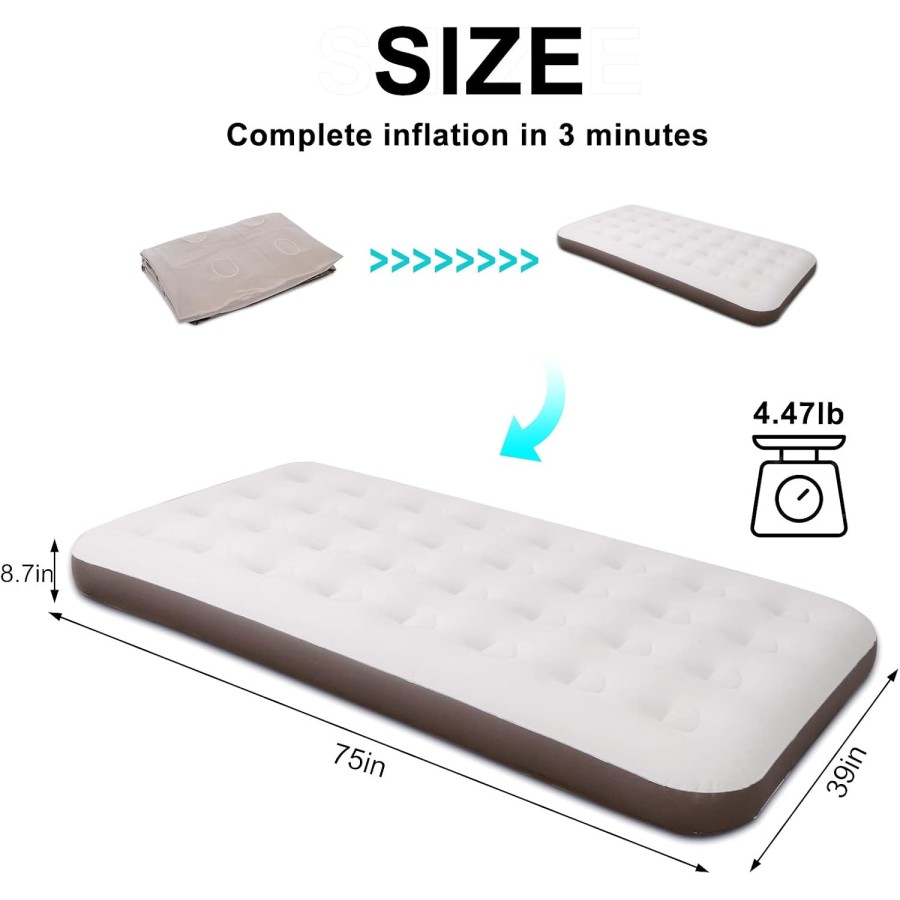 32 Holes Air Mattress Twin Foldable Blow Up Mattresses Built in Pump