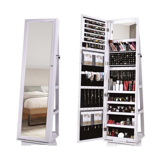 Jewelry Box Jewelry Storage Cabinet with Mirror, 360° Rotating Jewelry