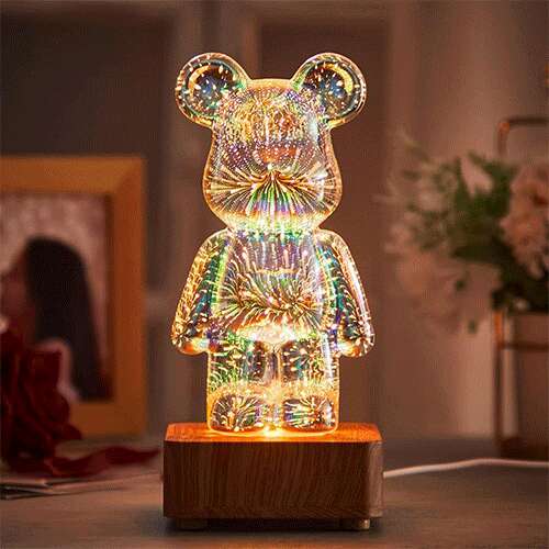 3D Bear Fireworks LED Room Atmosphere Light Desktop