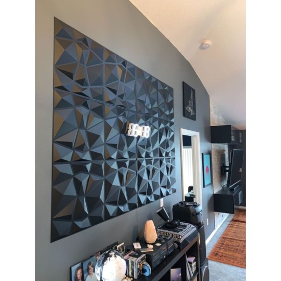 3D Decorative Wall Panel (50x50cm) 1 Panel - Black