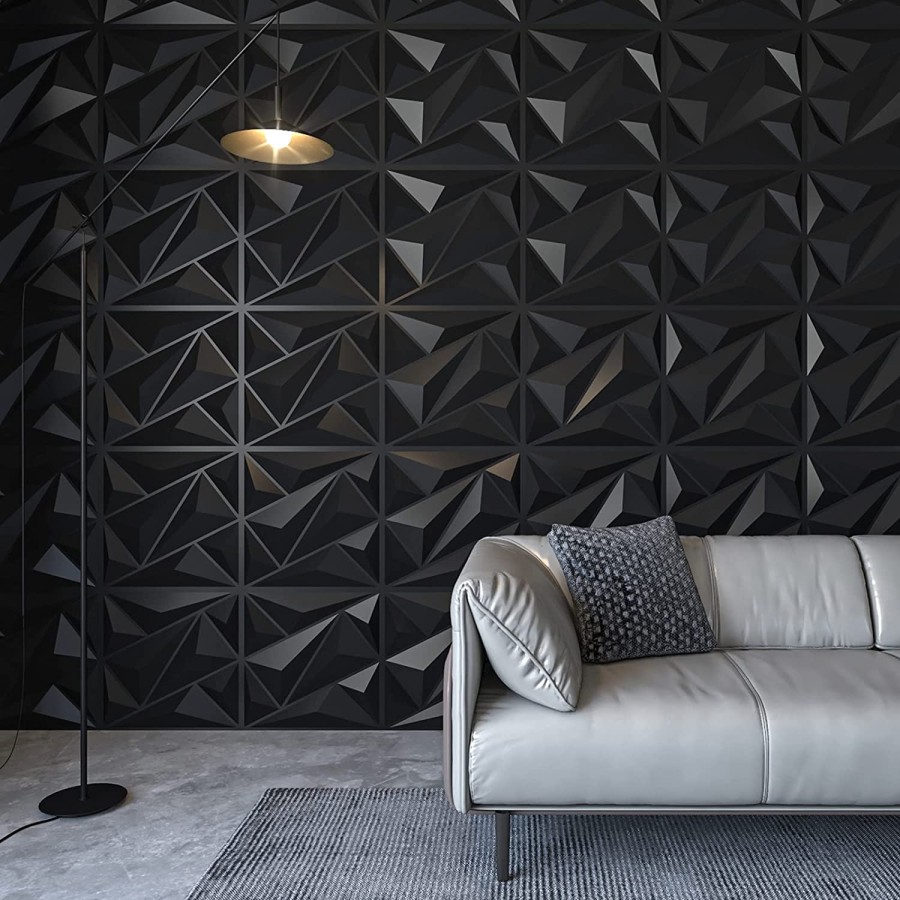 3D Decorative Wall Panel (50x50cm) 10 Panels - Black